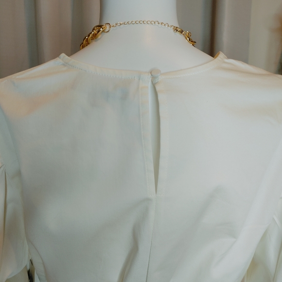 DANIELLE BERNSTEIN PUFF SLEEVE SIDE TIE CROP TOP, CLOUD (RUNS SMALL, SIZE UP) - Picture 9 of 14